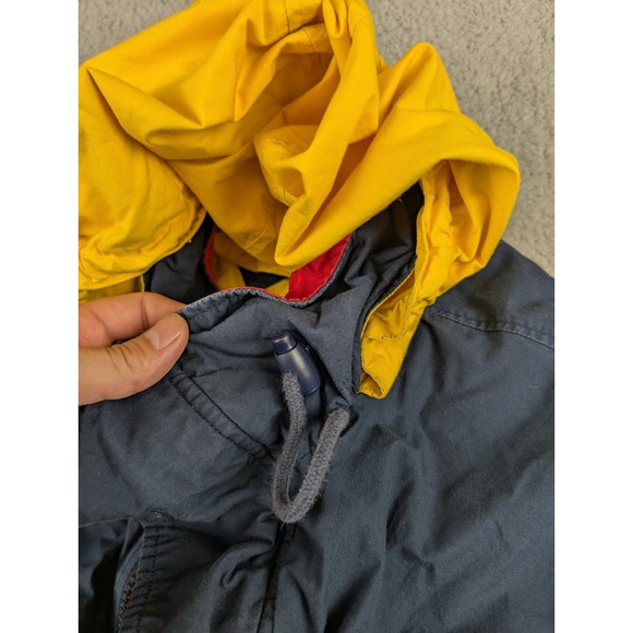 Vintage Tommy Hilfiger Jacket Down Puffer Coat Navy Blue Mens Size XL 90s Hooded - Picture 8 of 14